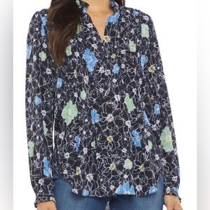 PLEATED YOKE PEASANT BLOUSE IN TOULON BLOSSOMS